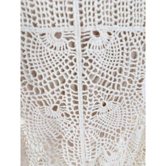 Sparrow Women Cream Batwing Sleeve Crochet Lace Cotton Poncho Size Medium - Picture 11 of 15